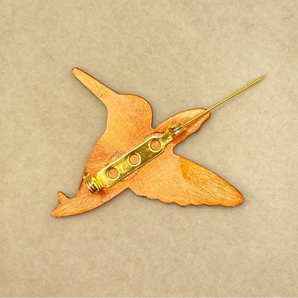 Enamel Hummingbird Brooch Pin - Picture 6 of 8